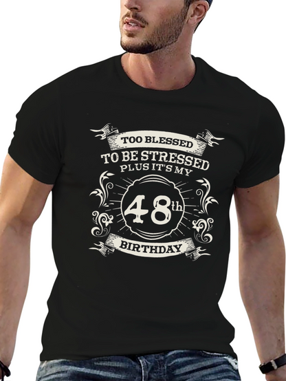 48th Birthday Blessed T-Shirt - Black