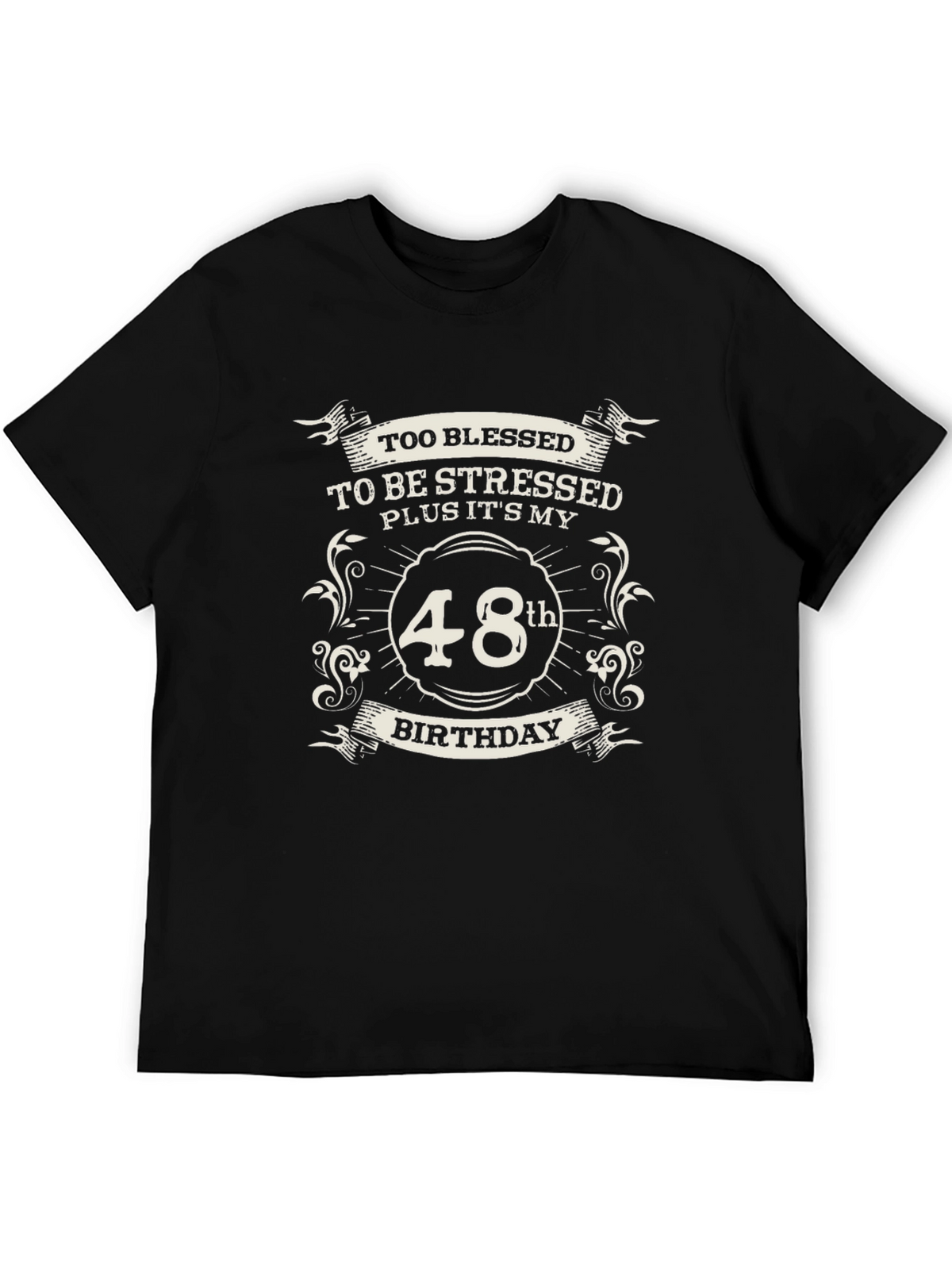 48th Birthday Blessed T-Shirt - Black