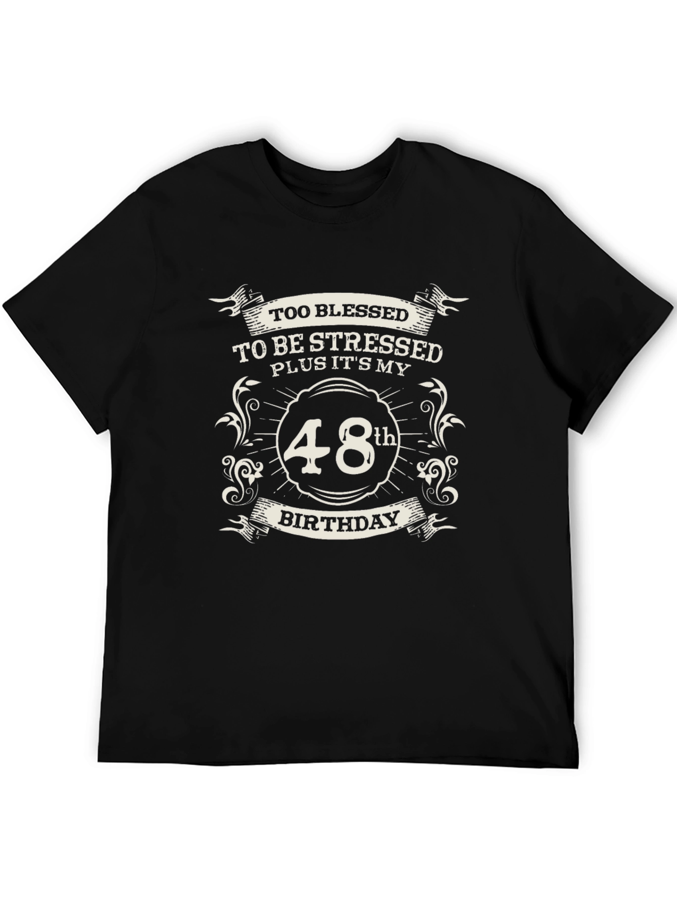 48th Birthday Blessed T-Shirt - Black