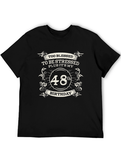 48th Birthday Blessed T-Shirt - Black