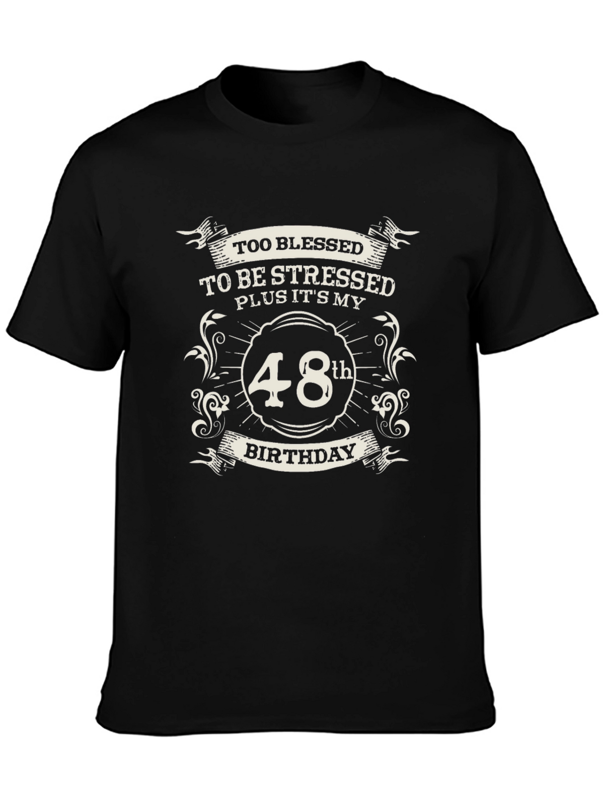 48th Birthday Blessed T-Shirt - Black