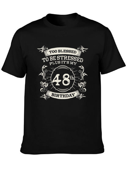 48th Birthday Blessed T-Shirt - Black