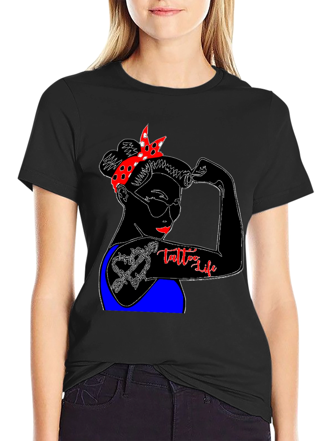 Tattoo Life Graphic T-Shirt - Strong Woman Design