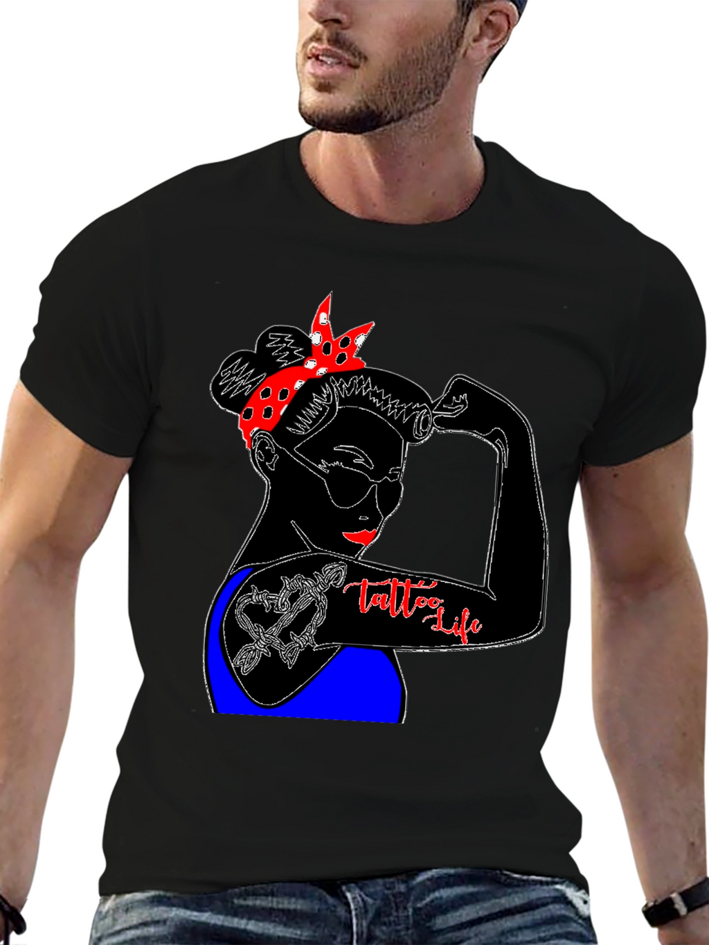 Tattoo Life Graphic T-Shirt - Strong Woman Design