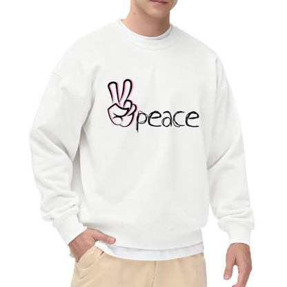 Peace V Sign Hand Gesture Crewneck Sweatshirt - Retro Minimalist Graphic Pullover