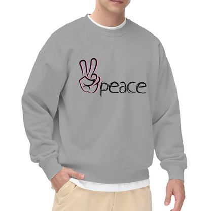 Peace V Sign Hand Gesture Crewneck Sweatshirt - Retro Minimalist Graphic Pullover