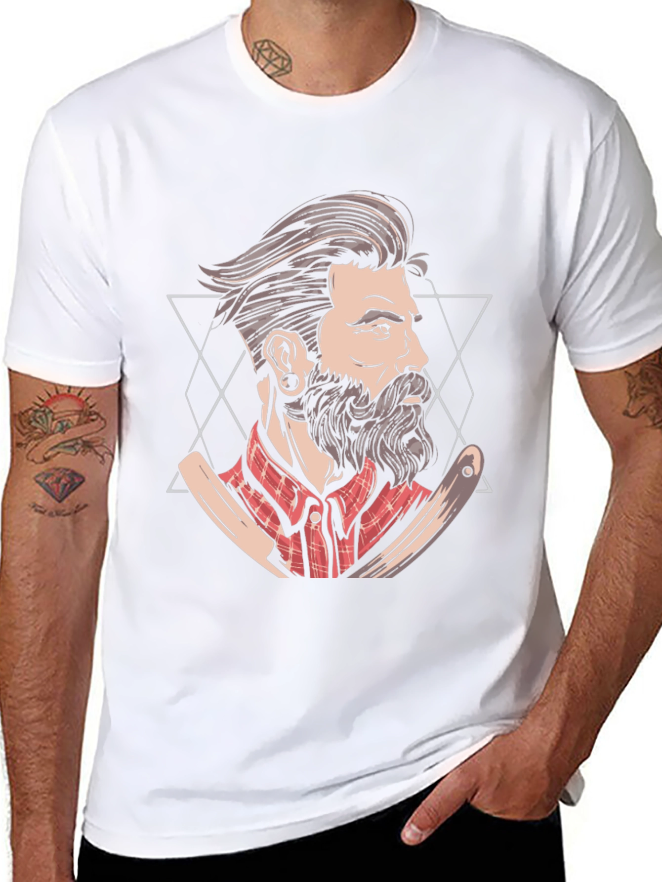 Bearded Barber Graphic Tee - Vintage Style