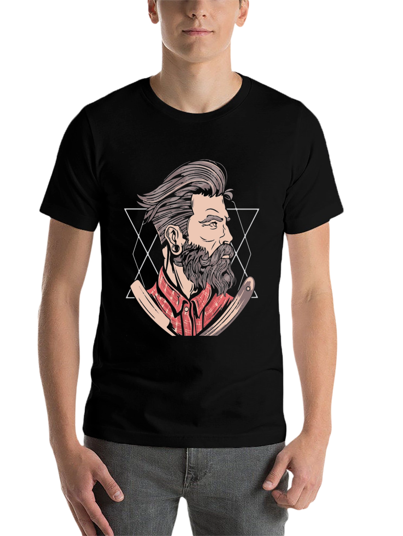 Bearded Barber Graphic Tee - Vintage Style