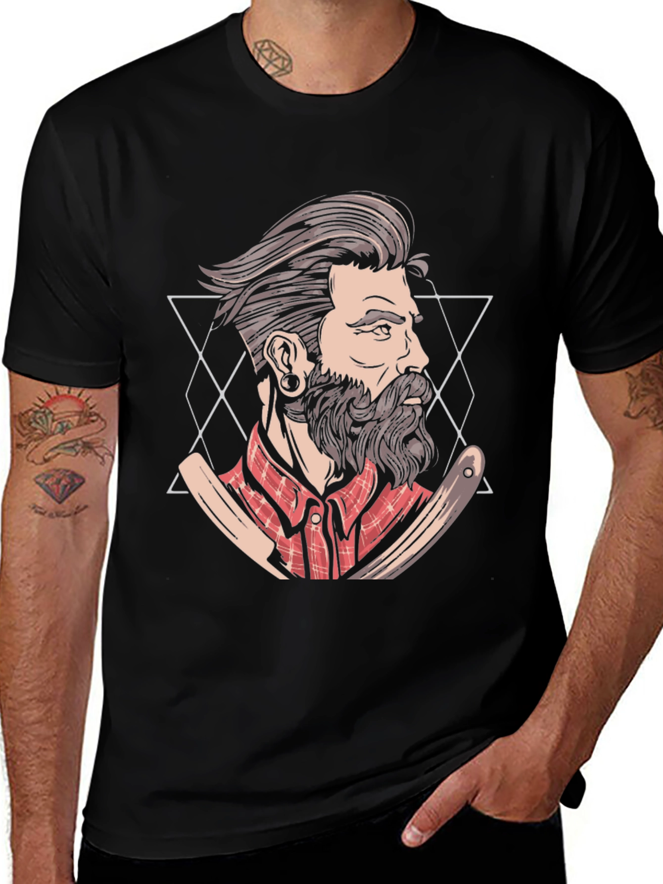 Bearded Barber Graphic Tee - Vintage Style