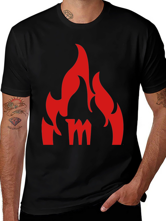 Fiery M Graphic Tee - Bold Black T-Shirt