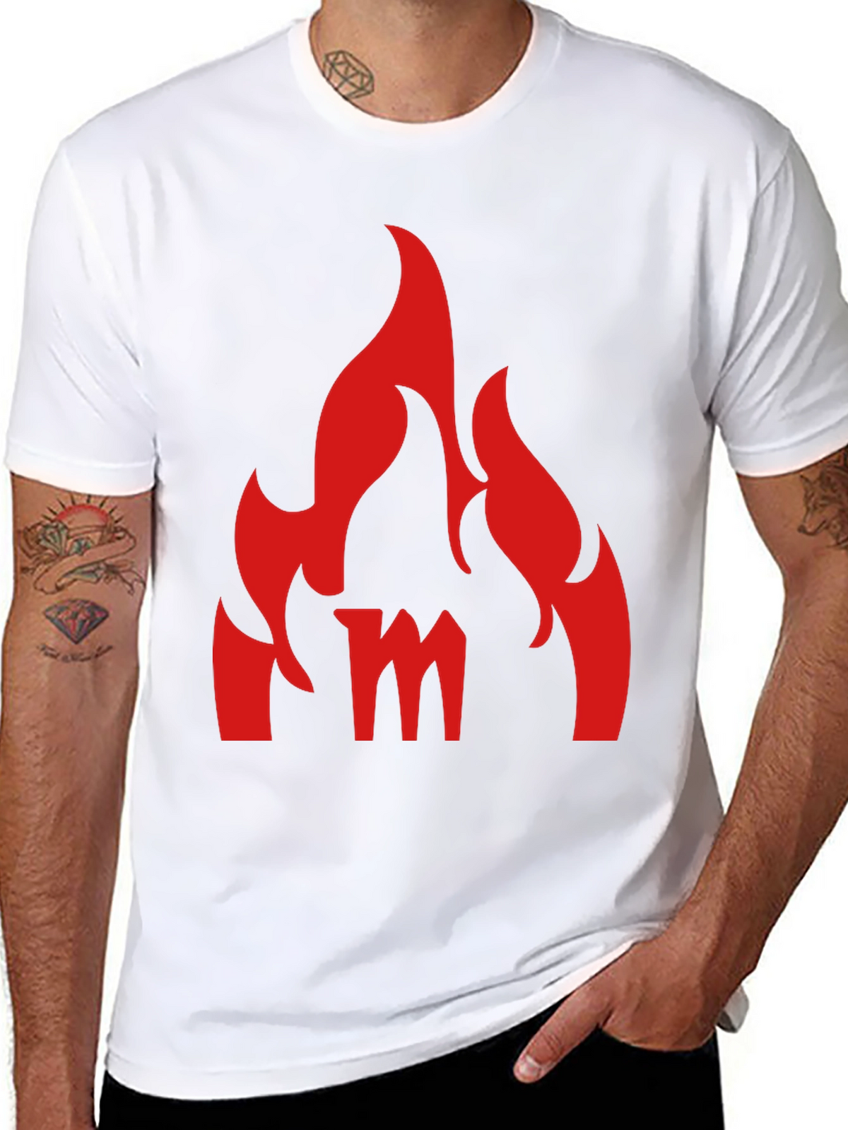 Fiery M Graphic Tee - Bold Black T-Shirt