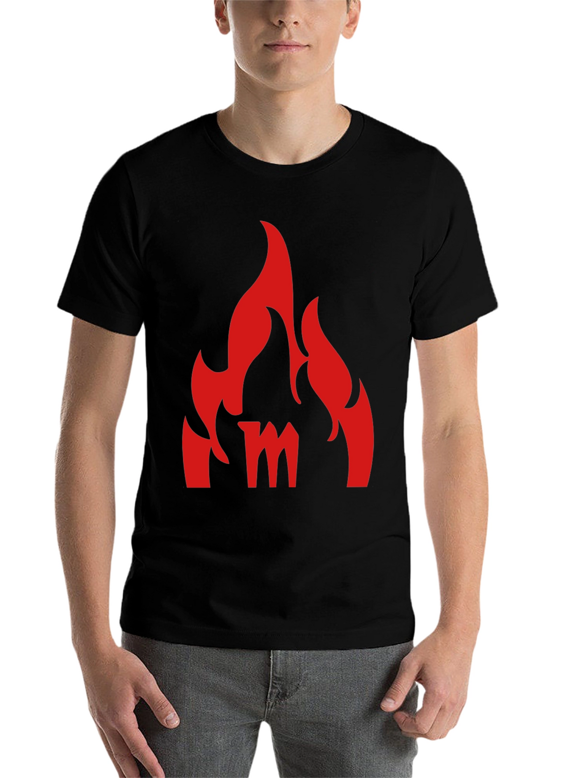 Fiery M Graphic Tee - Bold Black T-Shirt