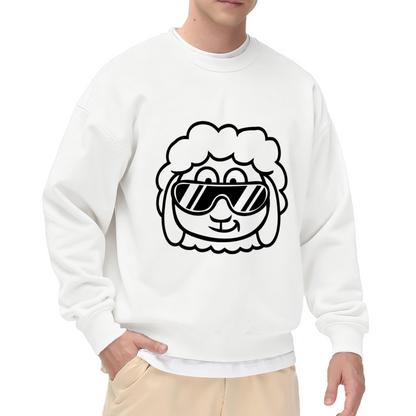Cool Sheep With Sunglasses Crewneck Sweatshirt - Funny Farm Animal Graphic Pullover, Quirky Sheep Lover Gift