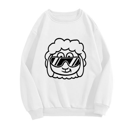 Cool Sheep With Sunglasses Crewneck Sweatshirt - Funny Farm Animal Graphic Pullover, Quirky Sheep Lover Gift