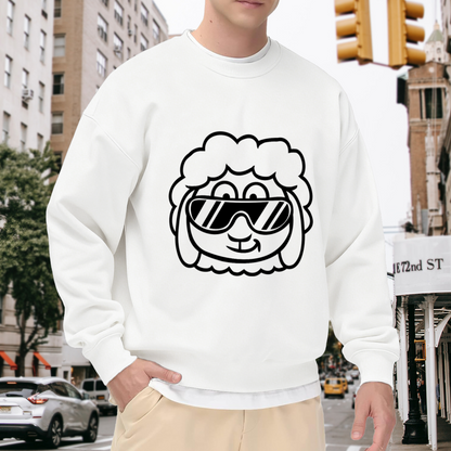 Cool Sheep With Sunglasses Crewneck Sweatshirt - Funny Farm Animal Graphic Pullover, Quirky Sheep Lover Gift