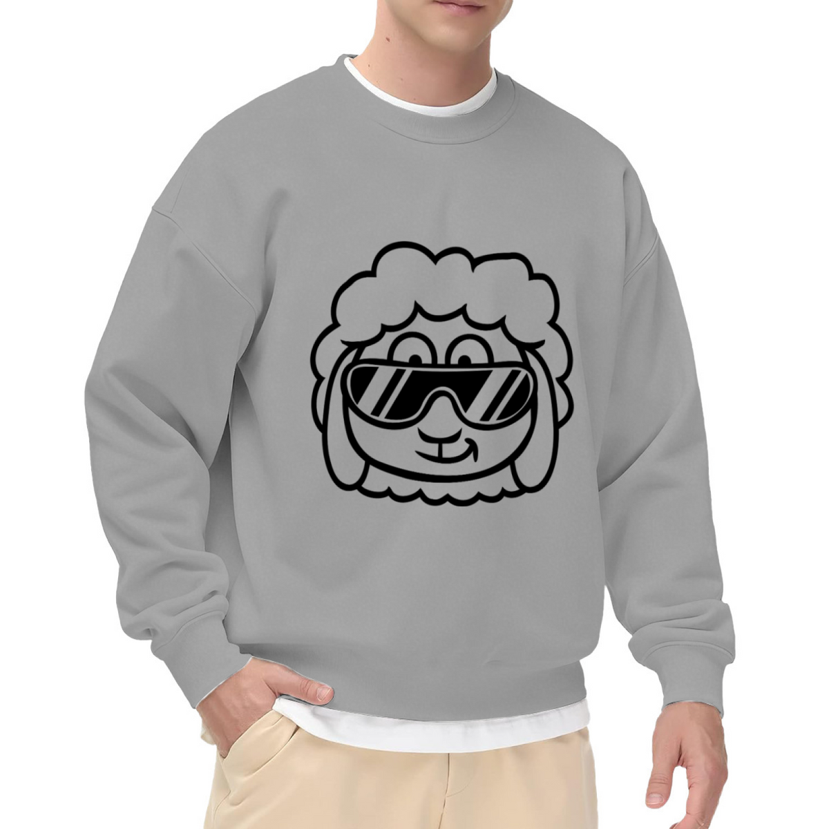 Cool Sheep With Sunglasses Crewneck Sweatshirt - Funny Farm Animal Graphic Pullover, Quirky Sheep Lover Gift