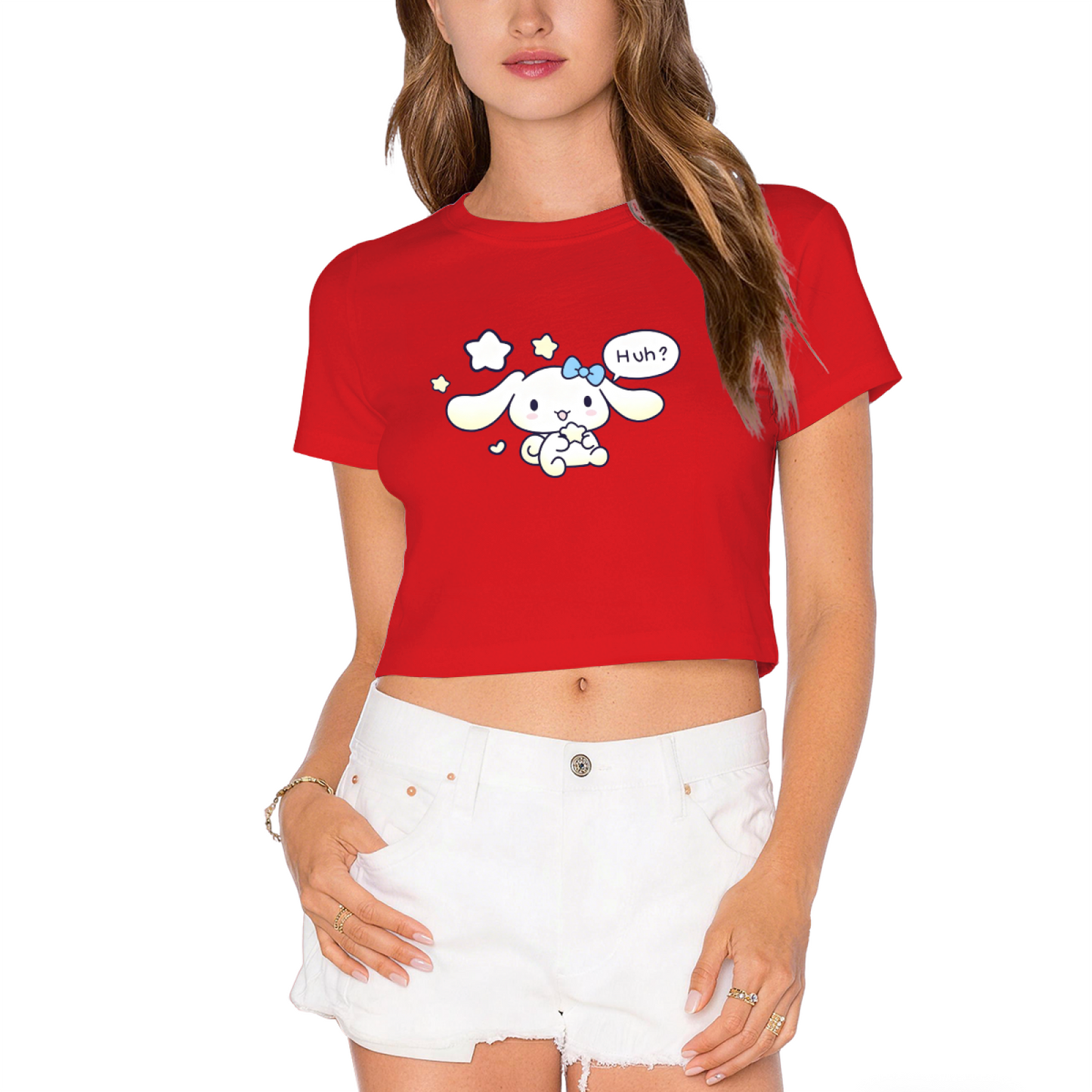 Vibrant Cute Cartoon Character Trend?Setting Women Cropped Tee