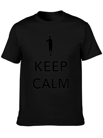 Mens Keep Calm Graphic Print Black T-Shirt