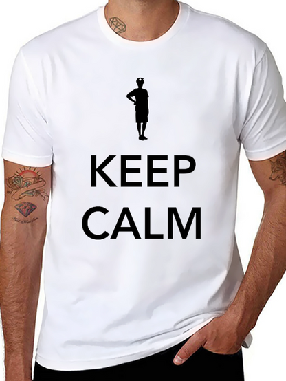 Mens Keep Calm Graphic Print Black T-Shirt