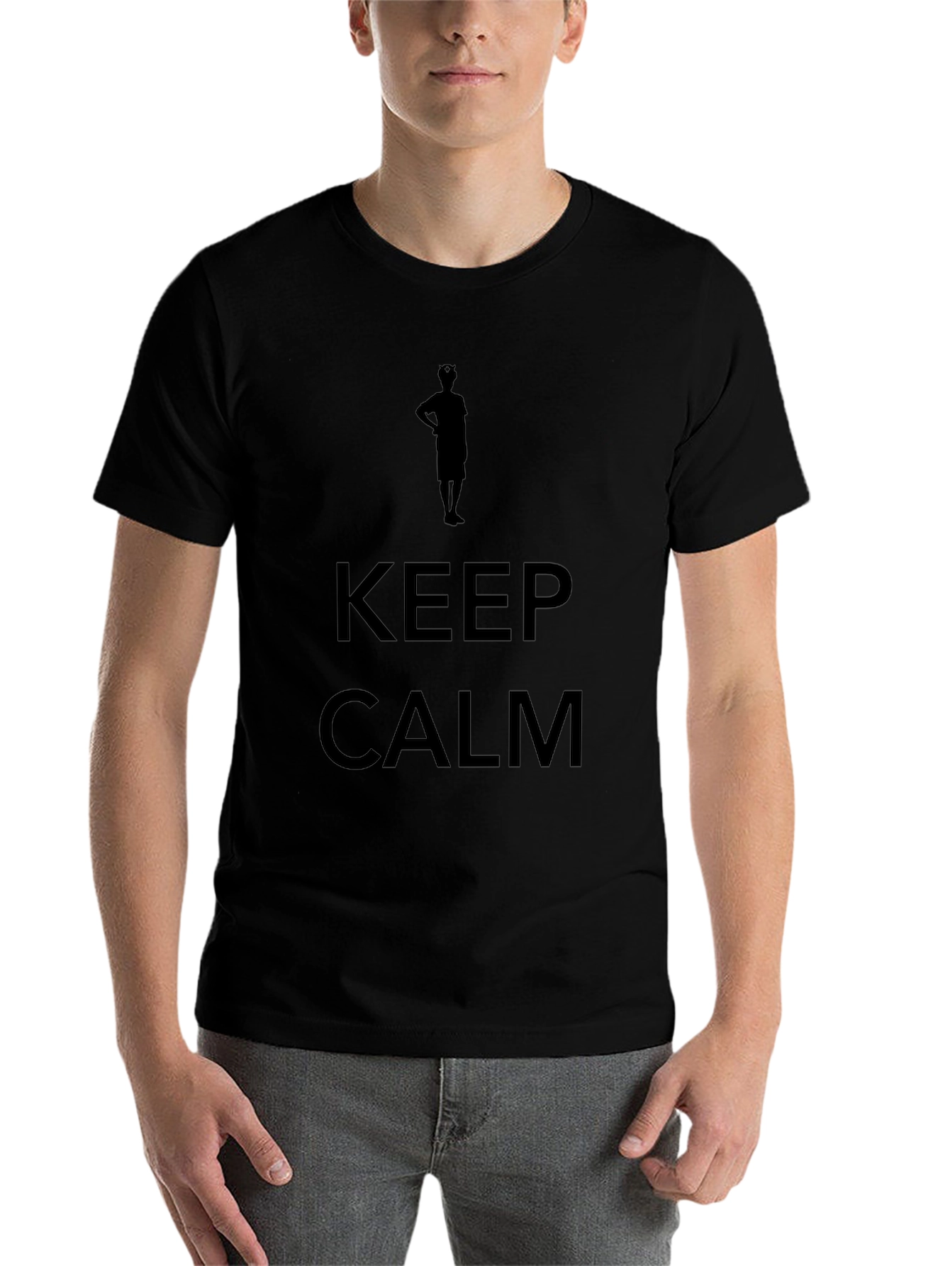 Mens Keep Calm Graphic Print Black T-Shirt