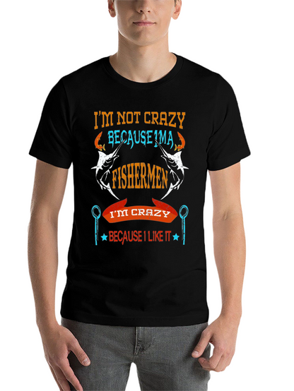 Fishermen Crazy Graphic Tee - Soft Cotton Black T-Shirt