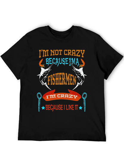 Fishermen Crazy Graphic Tee - Soft Cotton Black T-Shirt