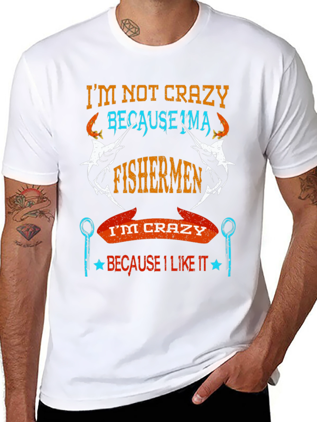 Fishermen Crazy Graphic Tee - Soft Cotton Black T-Shirt