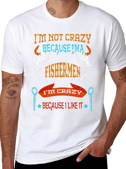 Fishermen Crazy Graphic Tee - Soft Cotton Black T-Shirt