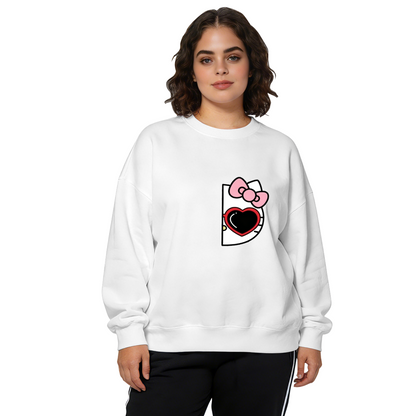 Half?Peek Hello Kitty Heart Sunglasses Black Crewneck Sweatshirt