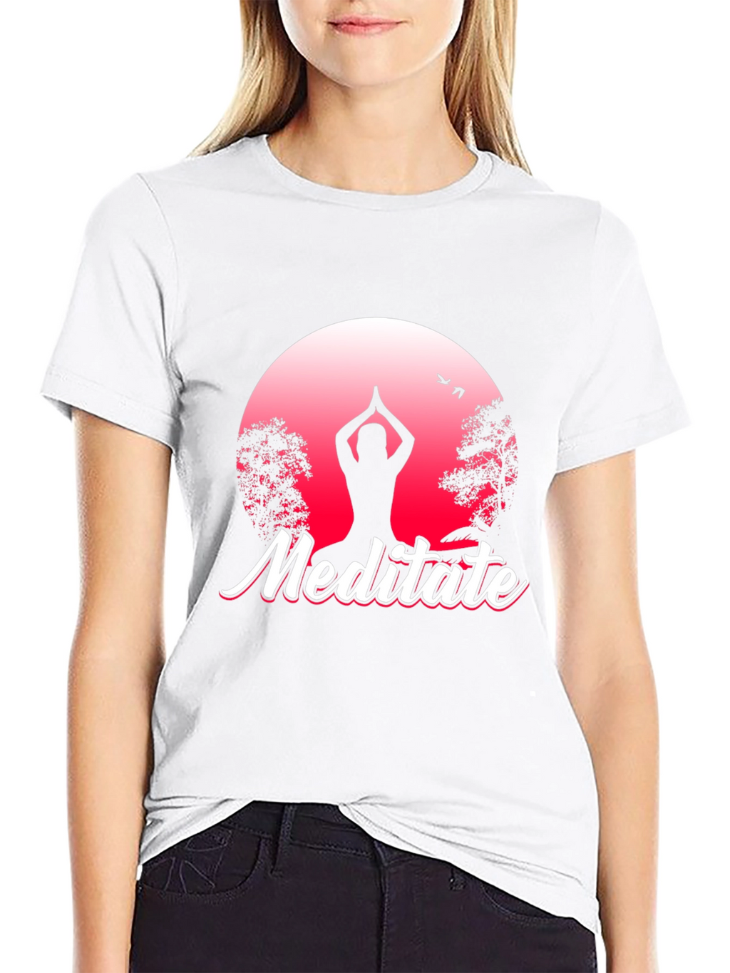 Meditate Graphic Tee - Yoga Silhouette T-Shirt