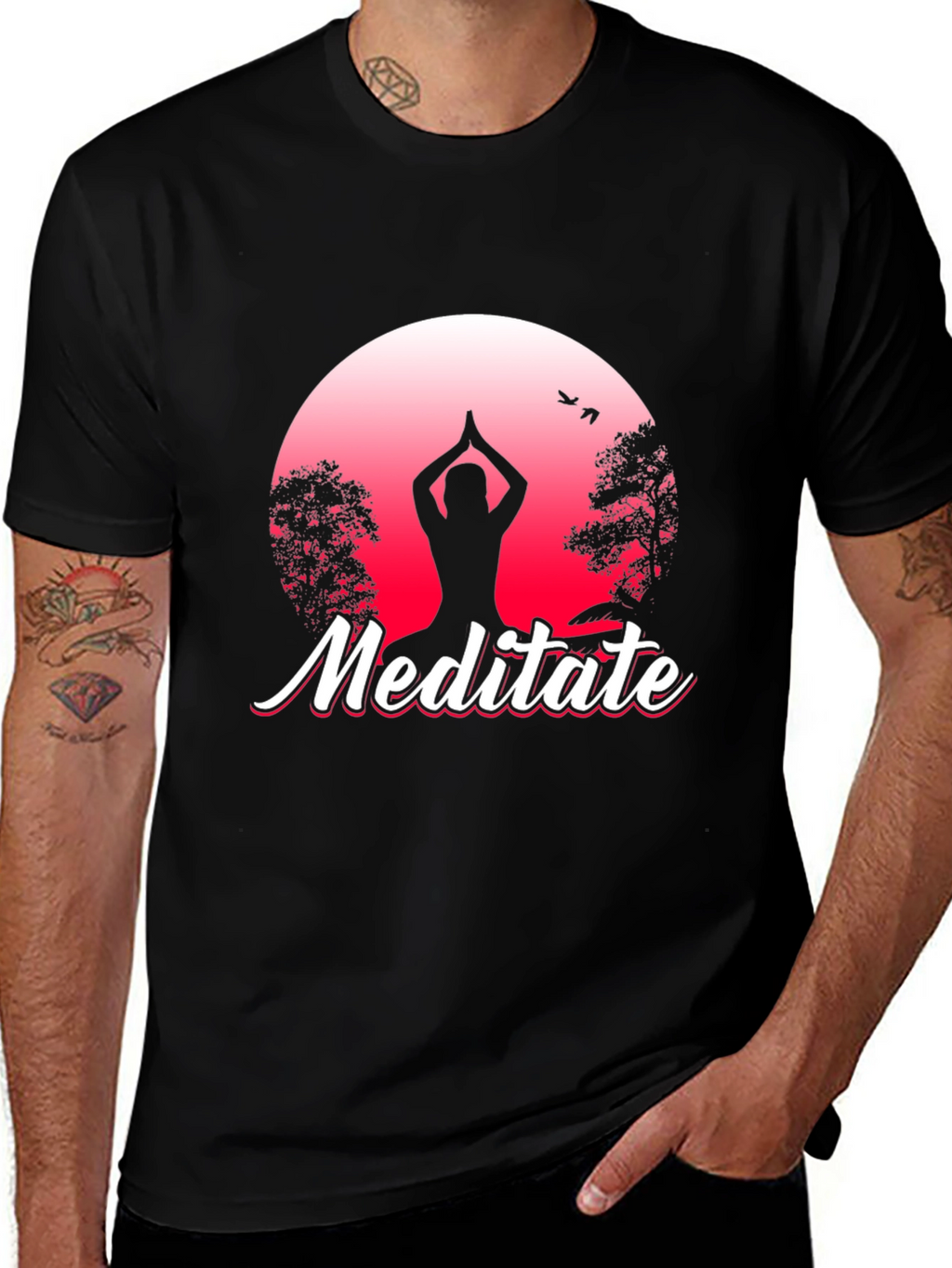 Meditate Graphic Tee - Yoga Silhouette T-Shirt