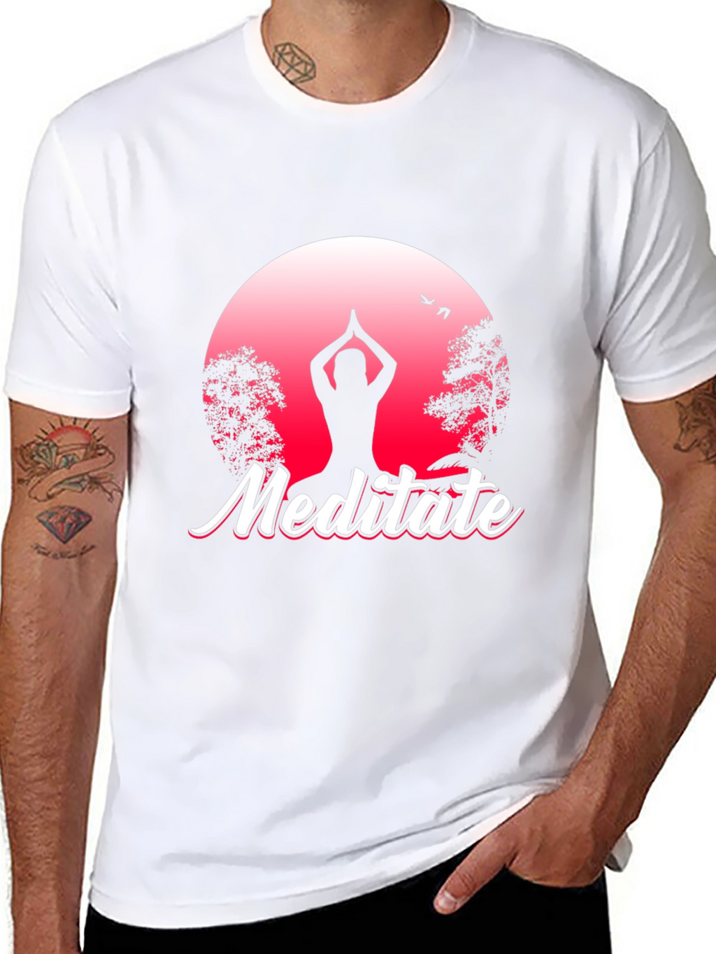 Meditate Graphic Tee - Yoga Silhouette T-Shirt