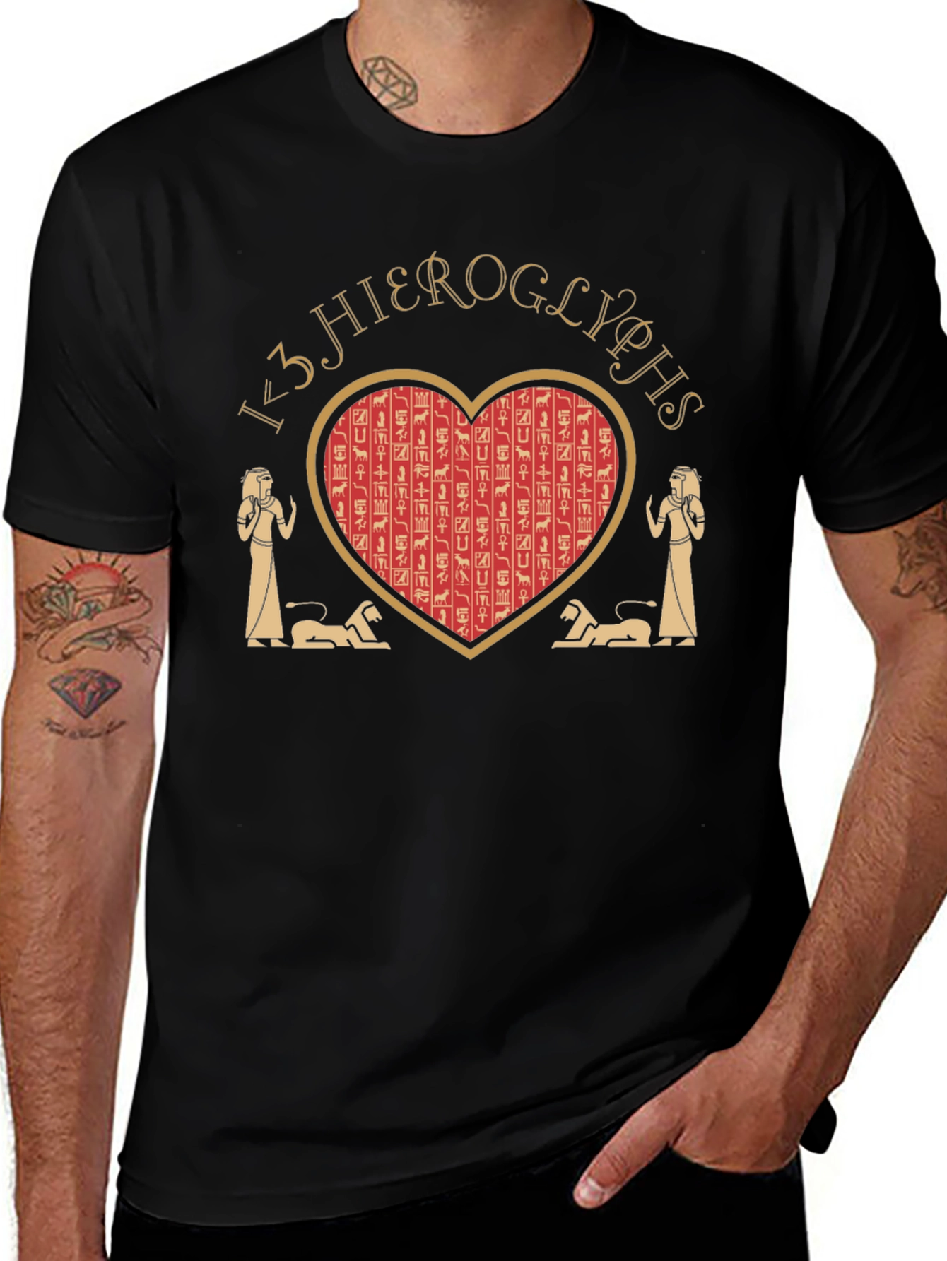 Egyptian Hieroglyphs Heart T-Shirt