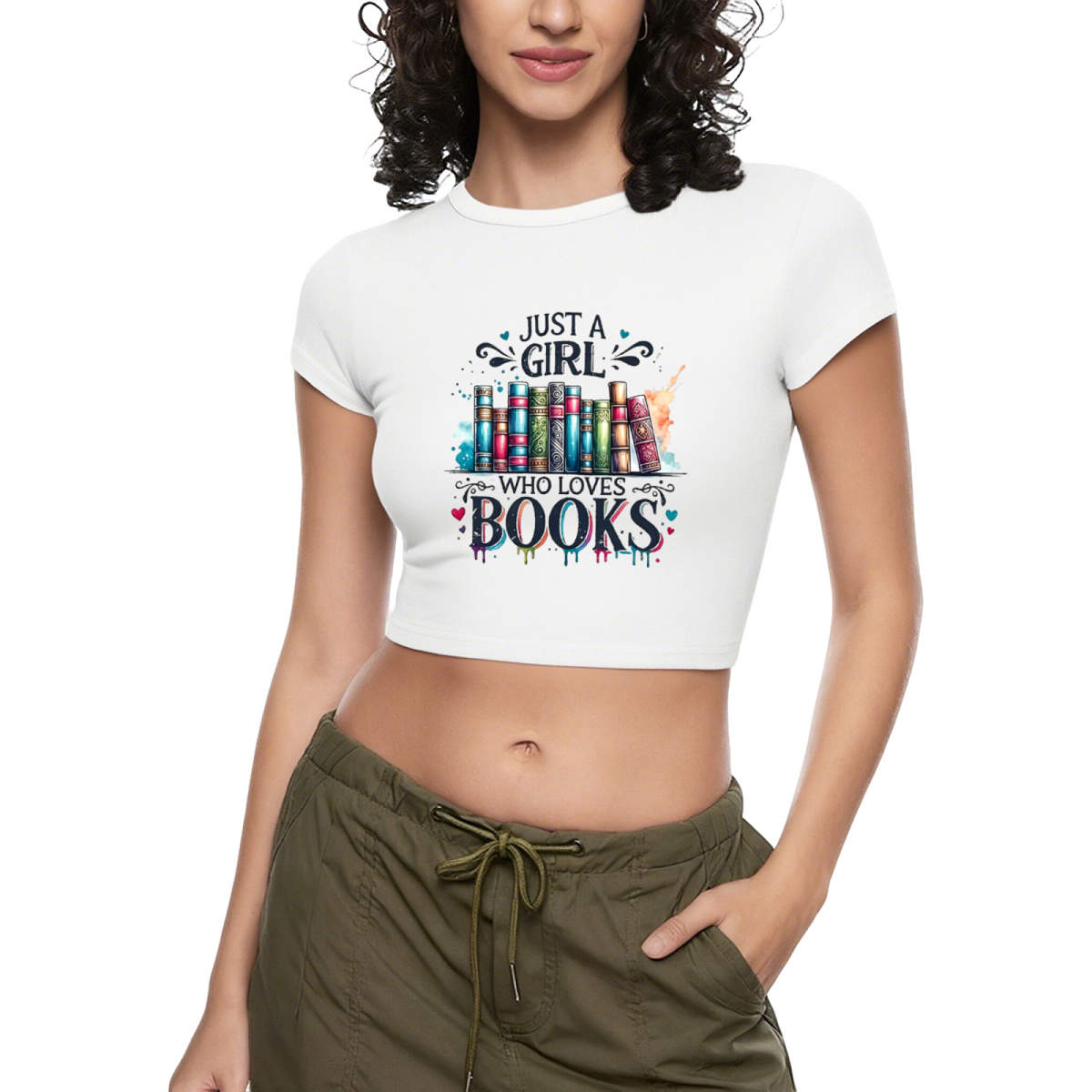 Just A Girl Who Loves Books Grey Crop Top ¨C Bookworm Bibliophile Gift Tee 17.