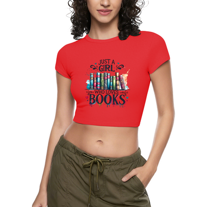Just A Girl Who Loves Books Grey Crop Top ¨C Bookworm Bibliophile Gift Tee 17.