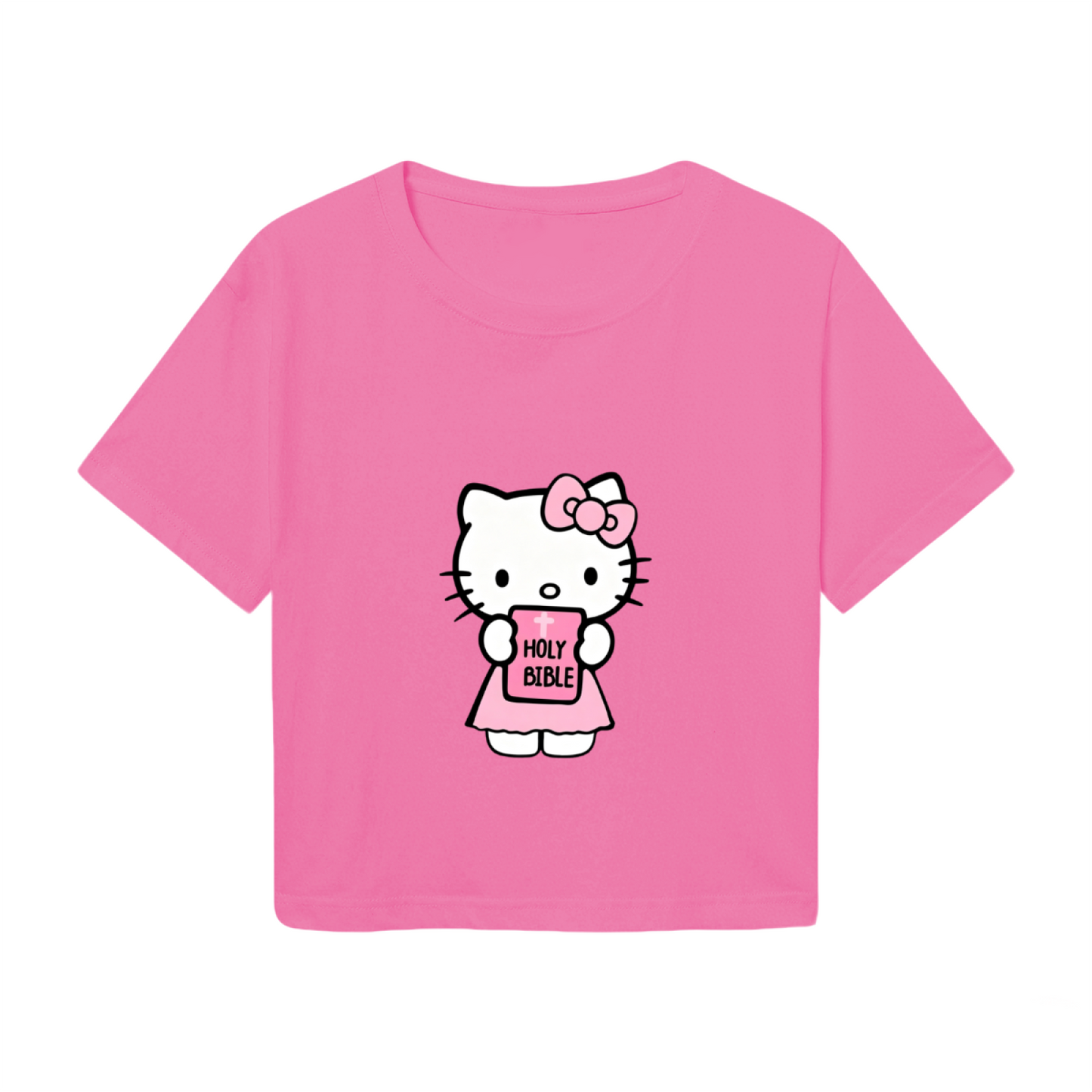 Holy Bible Hello Kitty Hot Pink Y2K Coquette Aesthetic Cropped Top