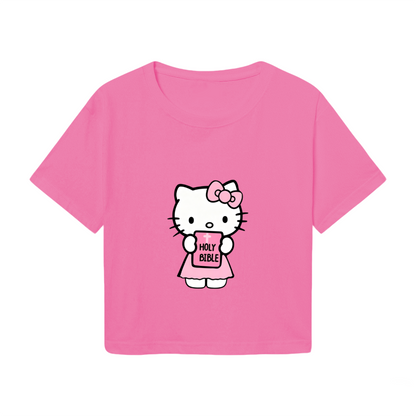 Holy Bible Hello Kitty Hot Pink Y2K Coquette Aesthetic Cropped Top