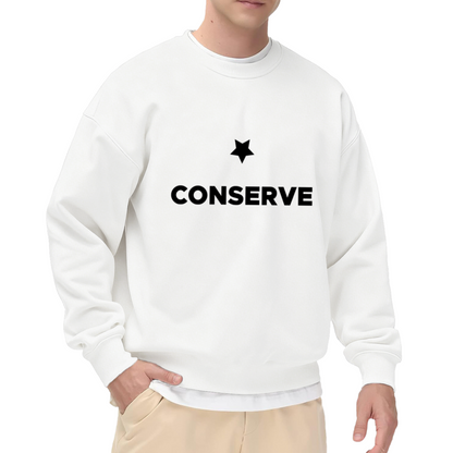Conserve Star Crewneck Sweatshirt | Minimalist Eco Friendly Pullover, Bold Environmental Graphic Top, Earth Day Gift