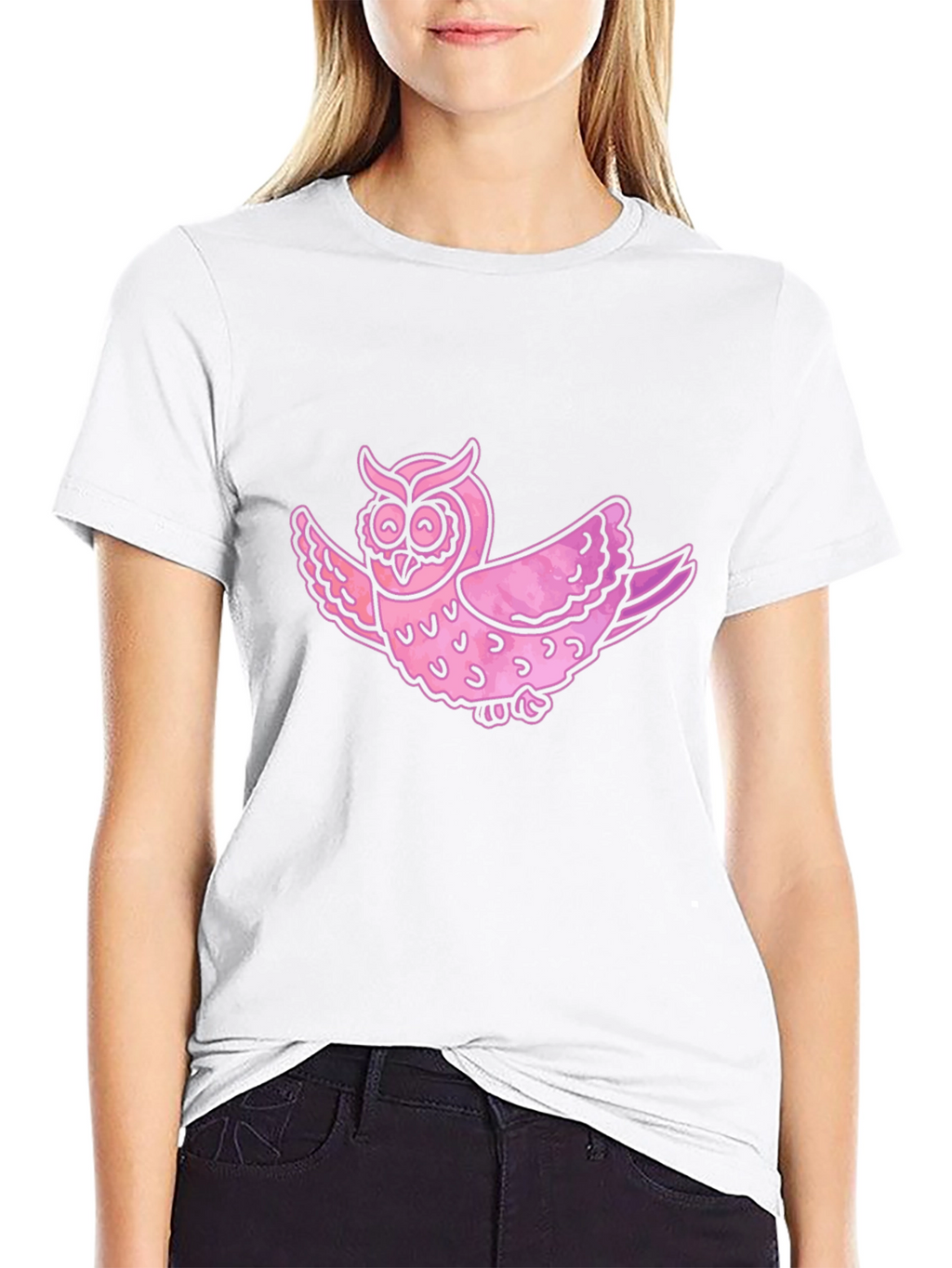 Pink Owl Graphic T-Shirt - Mens Casual Tee