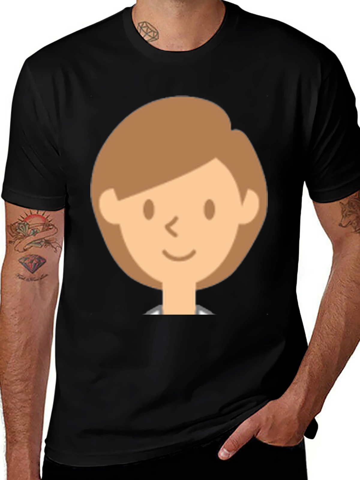 Smiling Face Graphic Black T-Shirt