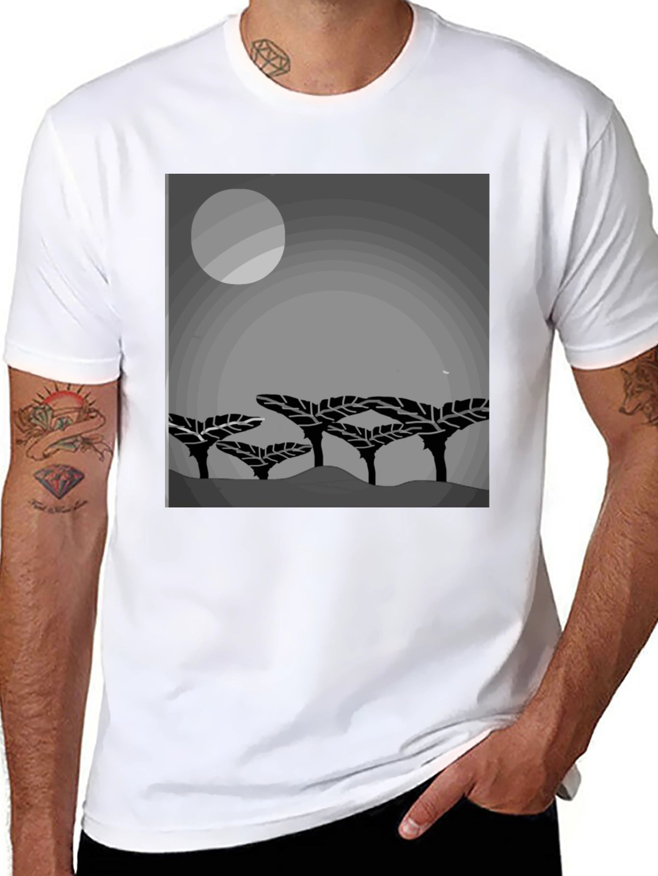Mens Graphic Print Crew Neck T-Shirt