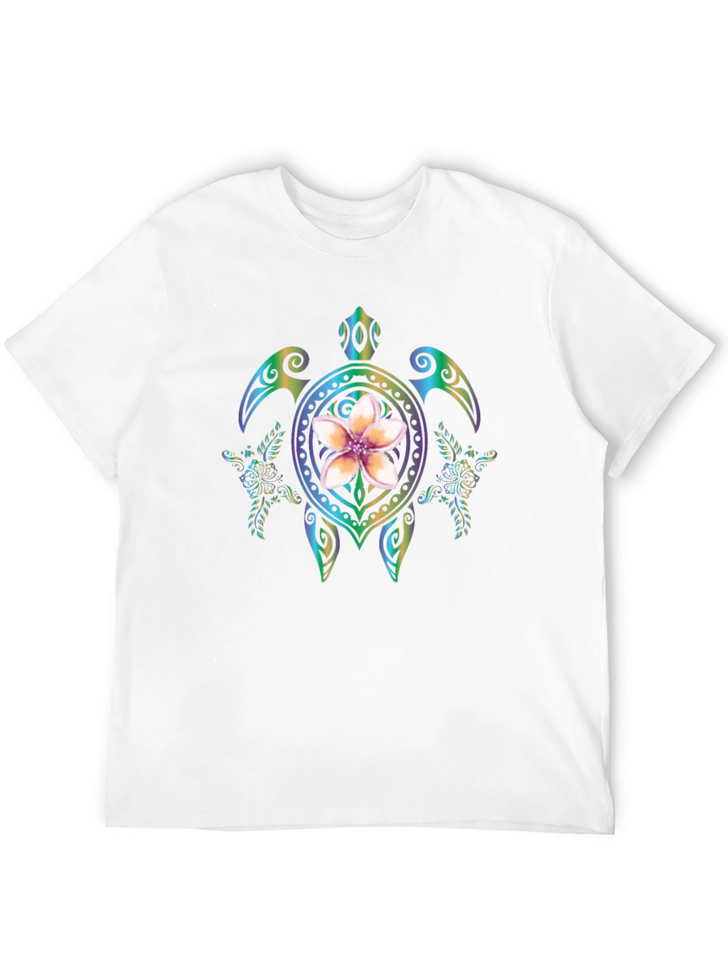 Floral Turtle Graphic Black T-Shirt