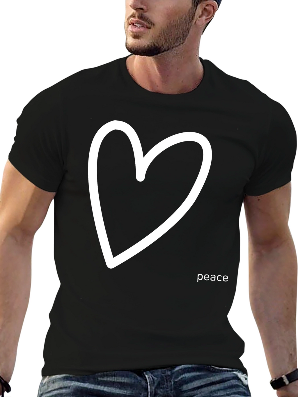 Peace Heart Graphic Tee - Black