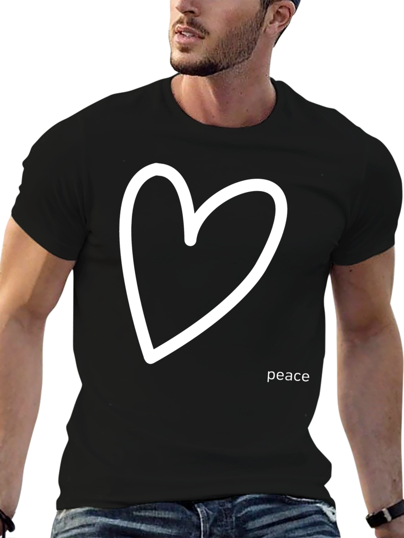 Peace Heart Graphic Tee - Black