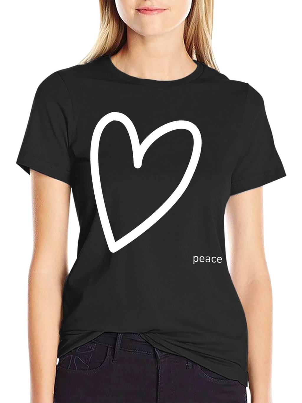 Peace Heart Graphic Tee - Black