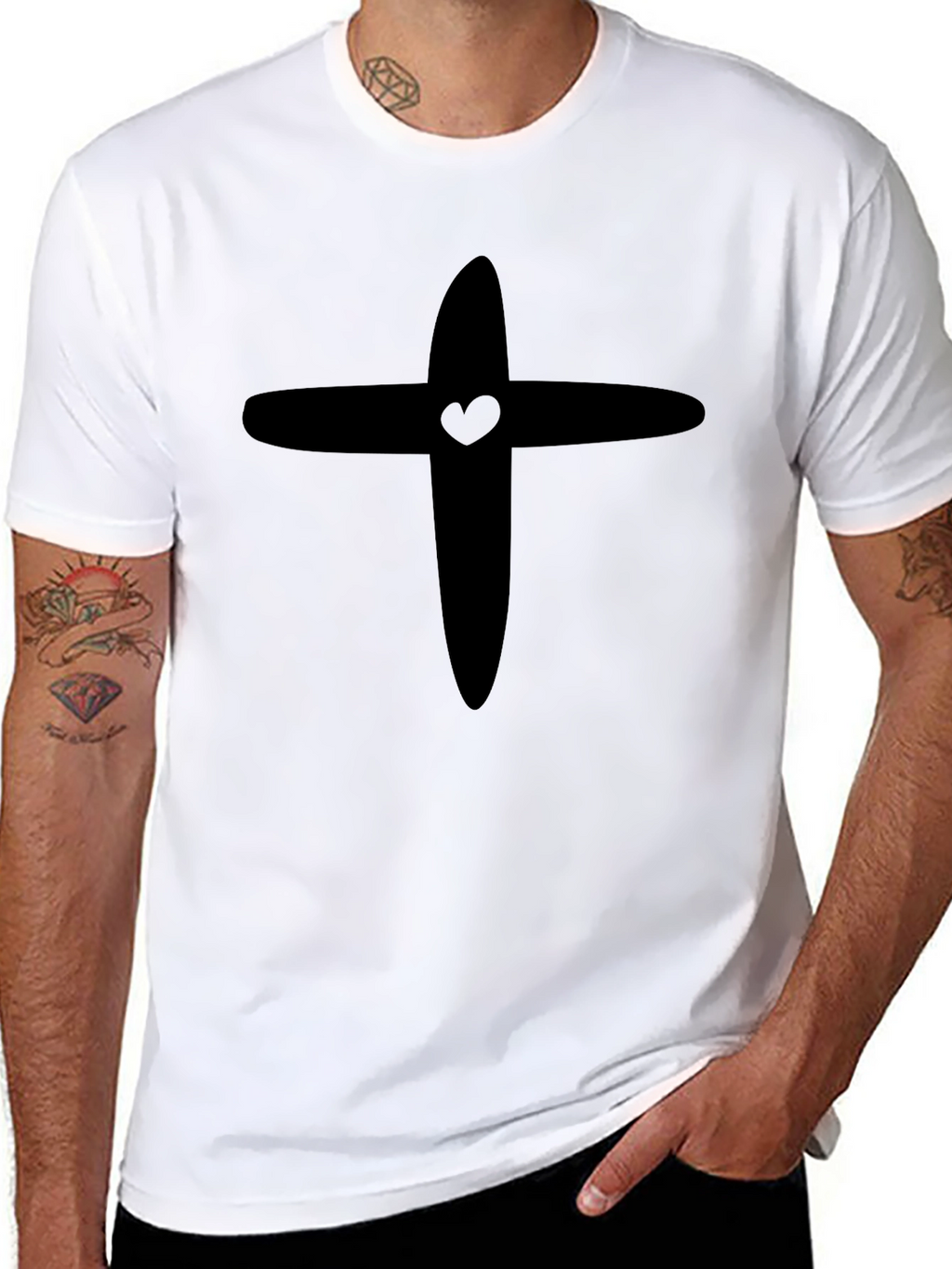 Heart Cross Graphic Tee - Black