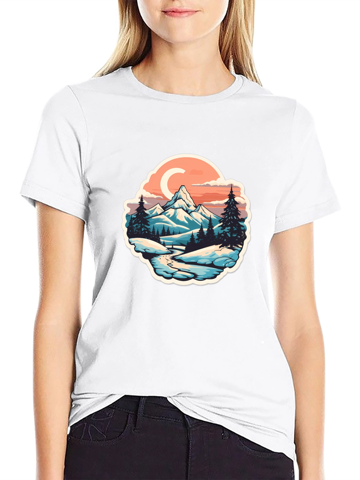 Mountain River Graphic Black T-Shirt