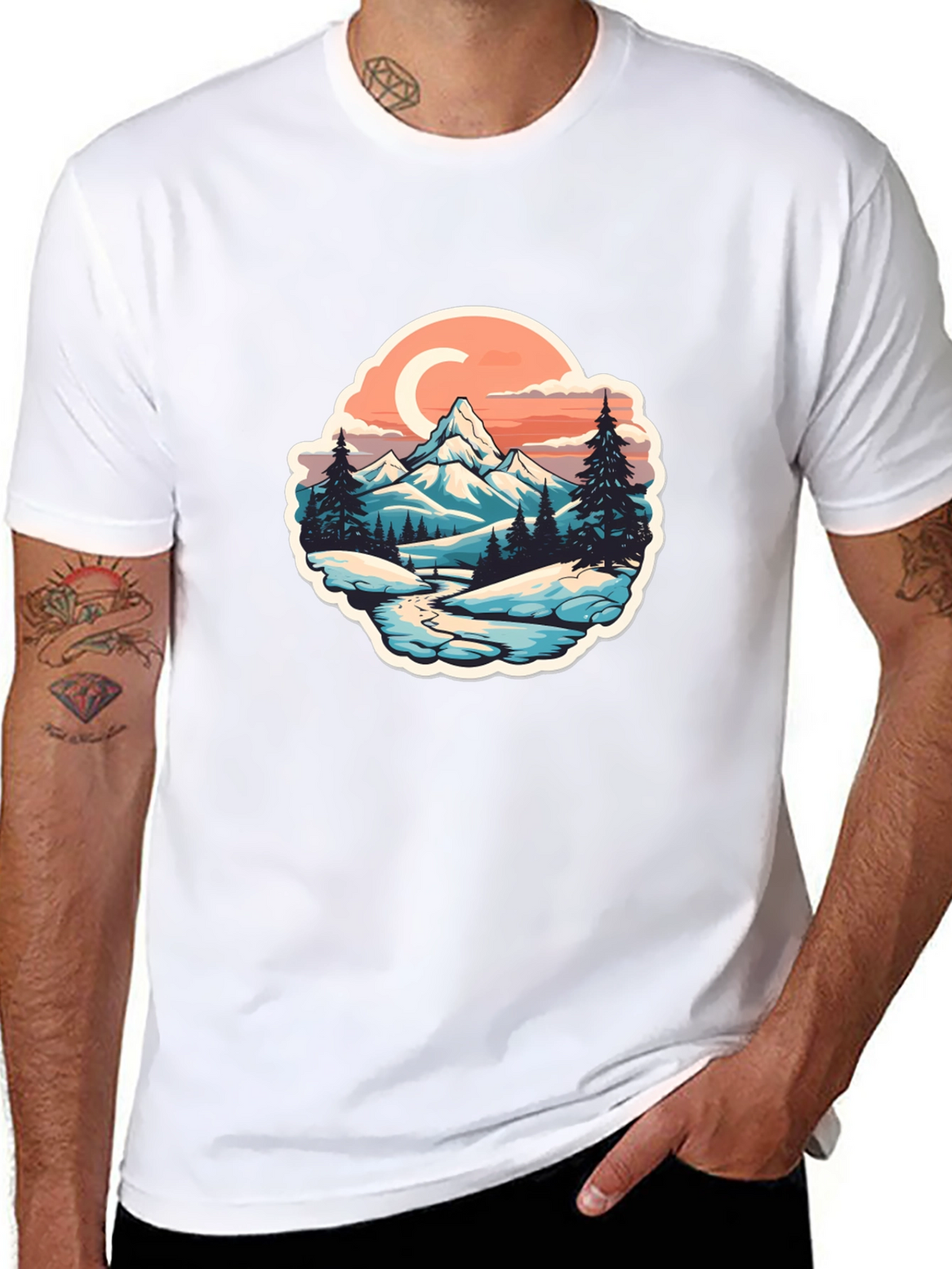 Mountain River Graphic Black T-Shirt