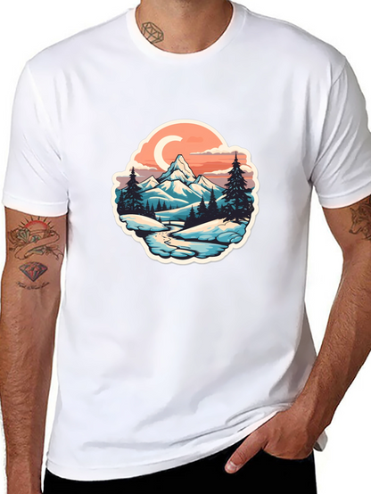 Mountain River Graphic Black T-Shirt