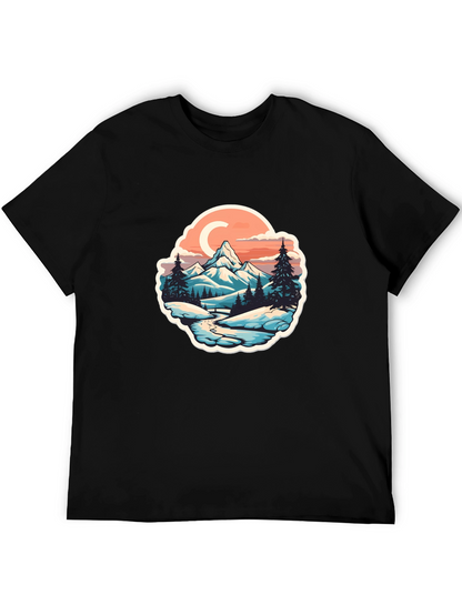 Mountain River Graphic Black T-Shirt